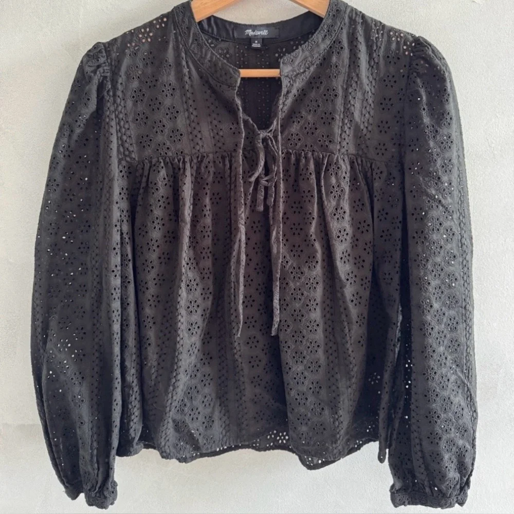 Madewell - Black Eyelet Blouse - Size M